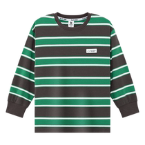 Zuoxi childrens clothing boys T-shirt long-sleeved pure cotton mountain stripe 2024 new childrens autumn clothing autumn bottoming top
