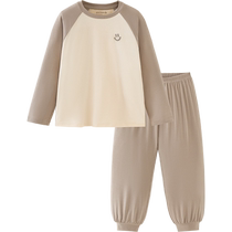 Mini Balabala long-sleeved suit for boys and girls plant-core Tencel summer baby sweat-absorbent and breathable home clothes
