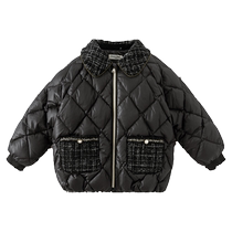 (Antibacterial Down Jacket) David Bella Childrens Down Jacket Winter Clothing Girls Small Fragrance Light Thin Warm Jacket Childrens Clothing