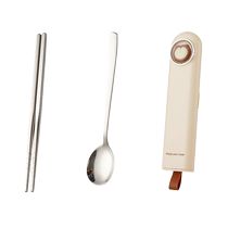 Guangyi 304 stainless steel chopsticks and spoon set portable tableware storage box for students three-piece set for one person