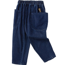 Balabala childrens clothing childrens pants boys and girls jeans 2024 autumn new style trousers with elastic waist and versatile