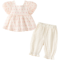 Banxidi girls summer suit 2024 new style childrens clothing childrens short-sleeved two-piece baby clothes summer