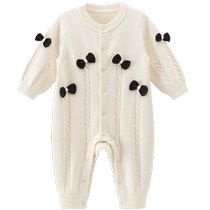 Good Bear Girl Baby Cotton Knitted Jumpsuit Autumn and Winter Warm Home Baby Sweaters and Rompers