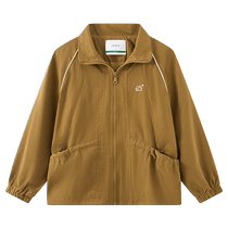 Ueki childrens clothing brushed windproof jackets for boys and girls childrens clothes autumn 2024 new style medium and large childrens stand-up collar tops