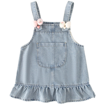 Banxidi girls dress summer style fashionable baby girl children princess skirt children denim suspender skirt summer