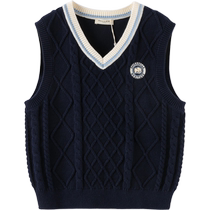David Bella Boys Cotton Sweater Vest 2024 New Autumn Clothing Childrens College Style Knitted Vest