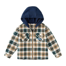 David Bella Childrens Shirt 2024 Spring New Boys Tops Medium and Large Childrens Plaid Shirt Jacket