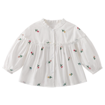 JELLYBABY girls shirt 2024 long-sleeved little girls style shirt summer wear 5 childrens floral top summer
