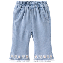 Banxidi girls pants summer new fashion baby casual pants childrens cropped pants summer childrens jeans
