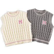 Mark Jenny girls college style contrast letter knitted vest and childrens vest autumn and winter new style 241682