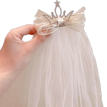 Childrens Head Veil Little Girl Crown Card Baby Girl Princess Hair Accessories Hair Clip Girls Birthday Wedding Dress Flower Girl