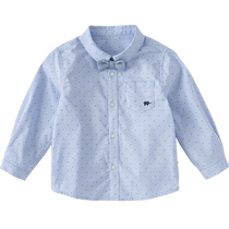 Davibella childrens pure cotton shirt boy long sleeve shirt 2024 spring fit childrens baby foreign air blouse