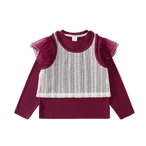 Planting Wood Children Dress Collab T-shirt Hollowed-out Outfitted Vest Girl Suit CUHK Tong 2024 Spring Clothing New Children 2 Pieces Sets