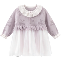 Cute Bear Girl Baby Mesh Dress Spring and Autumn Modal Princess Dress Baby Style Dress One-Year-Old Dress