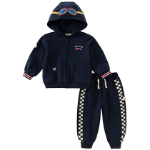 David Bella childrens trousers suit 2024 autumn new boys hoodie jacket sports pants two-piece set