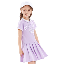 Girl Dress Girl Dress Children Skirt 2023 Summer Dress New CUHK Boy Girl Foreign Air Thin College Wind Polo Dress