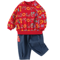 Balabala childrens clothing baby set baby clothes 2025 new sports two-piece set childrens cute plus velvet trend