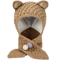 Balabala childrens hat and scarf all-in-one for boys and girls to keep warm and ear-protecting in winter comfortable fashionable cute and cute