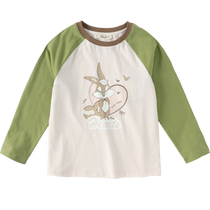 David Bella childrens long-sleeved T-shirt 2024 spring new girls pure cotton bottoming shirt medium and large childrens top