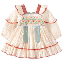 Banxidi girls dress autumn new baby girl one-year-old dress national style skirt spring and autumn childrens princess dress