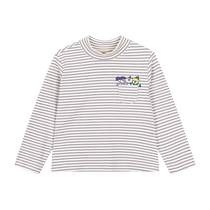 Maradin childrens tops 2024 winter new unisex childrens multi-color striped half turtleneck bottoming versatile T-shirt