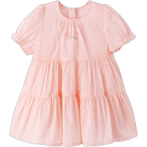 (Same style in the mall) Yings childrens skirt summer short-sleeved skirt girls breathable 2024 new pure cotton dress