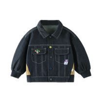 (Anti-fading) Qiqi Xiong Boys Denim Jacket 2024 New Autumn Childrens Style Baby Tops Autumn Style