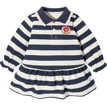 Mini Balabala Baby Dress Childrens Spring Girls Baby POLO Lapel Dress