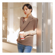 Miduli maternity wear spring tops womens maternity t-shirts spring and autumn fashionable autumn inner bottoming shirt mid-length