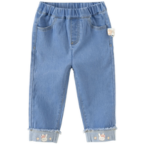 David Bella Childrens Pants 2024 Girls Fashionable Jeans Baby Girls New Autumn Straight Pants Childrens Clothing