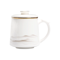 Tang Feng mutton fat jade tea cup home office tea separation cup Dehua white porcelain cup filter tea mug