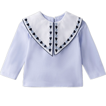 Beibeiyi childrens clothing girls spring and autumn pure cotton long-sleeved T-shirt baby tops Korean style childrens casual college style tops
