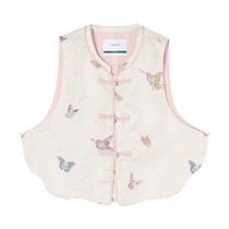 Ueki Childrens Clothing New Chinese Style Butterfly Girls Vest 2024 New Childrens Vest Autumn Middle and Large Childrens Vest Vest