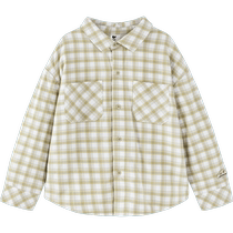 Mini Balabala boys and girls long-sleeved shirts for autumn and winter baby fashionable childrens style plus velvet plaid clothes