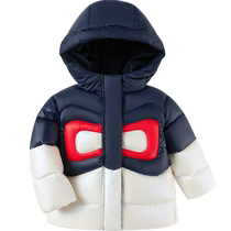 Balabala childrens clothing childrens down jacket girls hooded coat winter clothing sweet contrasting color bow can be salty or sweet