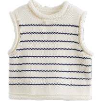 Mark Jenny Girls College Style Blue and White Striped Knitted Vest Childrens Sweater Vest Autumn New Style