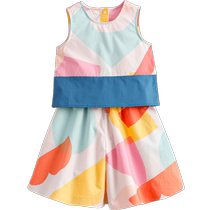 Mark Jenny 2024 new summer style girls Nordic style sleeveless T-shirt wide-leg pants suit