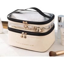 Edo double-layer transparent waterproof cosmetic bag portable large-capacity toiletry storage bag high-end portable travel