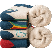Childrens terry socks baby socks thickened plus velvet warm mid-tube towel bottom cotton socks boys boys infant winter