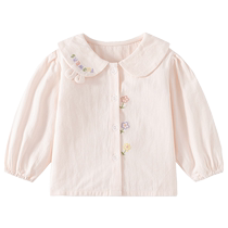 班喜迪女童衬衫秋装2024新款洋气女宝宝长袖上衣儿童娃娃衫春秋季