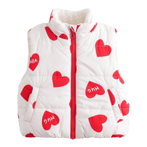 (Three-proof) Mark Jennys new winter clothing fun printed stand-up collar and velvet cotton vest for boys and girls