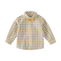 David Bella Childrens Shirt Long Sleeve 2024 Spring New Style Plaid Shirt Medium Old Boys Top