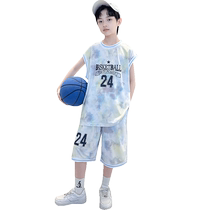 Yibeitong boys summer basketball uniform set 2024 medium and large children summer cool quick-drying jersey thin sports summer clothing