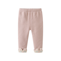 Fanhunting Girls Leggings Autumn and Winter 2024 New Childrens Casual Pants Baby Velvet Warm Pants Winter