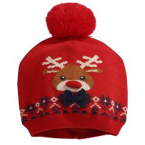 Qiqi Bear baby scarf hat two-piece set winter Christmas New Year warm knitted childrens scarf boys trendy