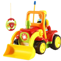 Childrens remote control engineering vehicle cartoon farmer sound and light electric cart toy birthday gift for boys over 1 year old