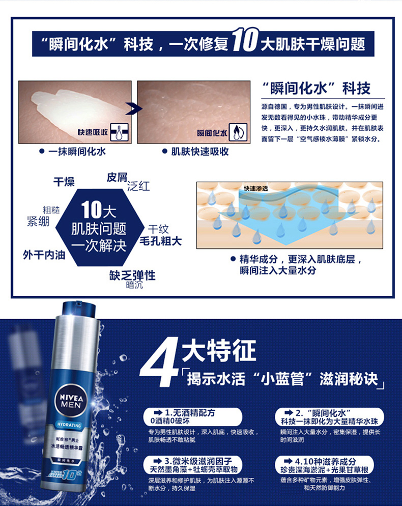 天猫超市 妮维雅 男士水活小蓝管 保湿套装 图5