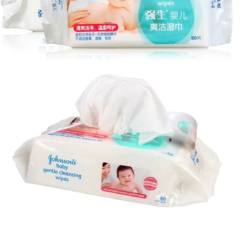 Johnson & Johnson em bé nấm trắng chăm sóc sạch khăn lau 80 * 3 gói lớn Khăn lau ướt sơ sinh cầm tay khăn giấy ướt agi