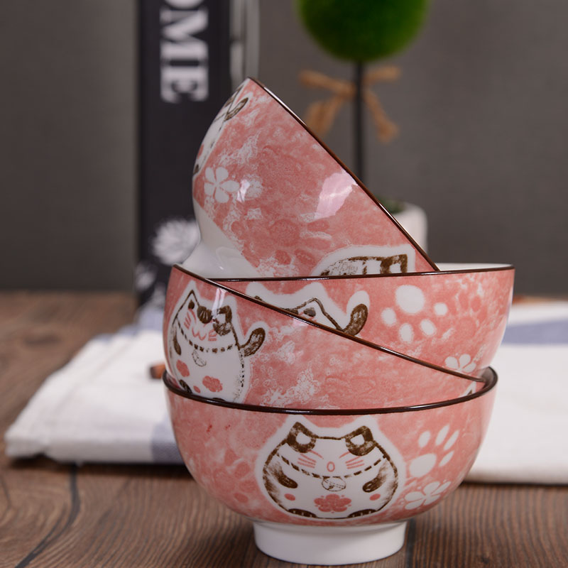Arst ya cheng DE plutus cat under the glaze made pottery bowls millet rice bowl 4.5 inches tall bowl