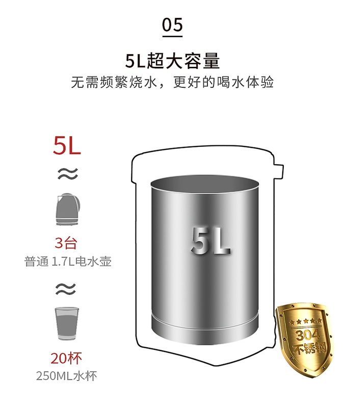 Bình nước nóng điện Joyoung / Jiuyang JYK-50P03 5L cách nhiệt dung tích lớn đun sôi nước mở bình nước nóng lạnh bình siêu tốc mini